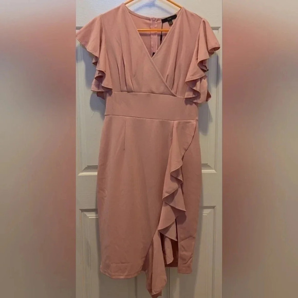 NWT Knitee pink deep V neck size large women's dress - Picture 1 of 6